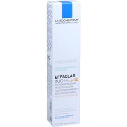 Weiße Tube mit Hautpflegecreme gegen Unreinheiten und UV-Schutz, Marke La Roche-Posay.